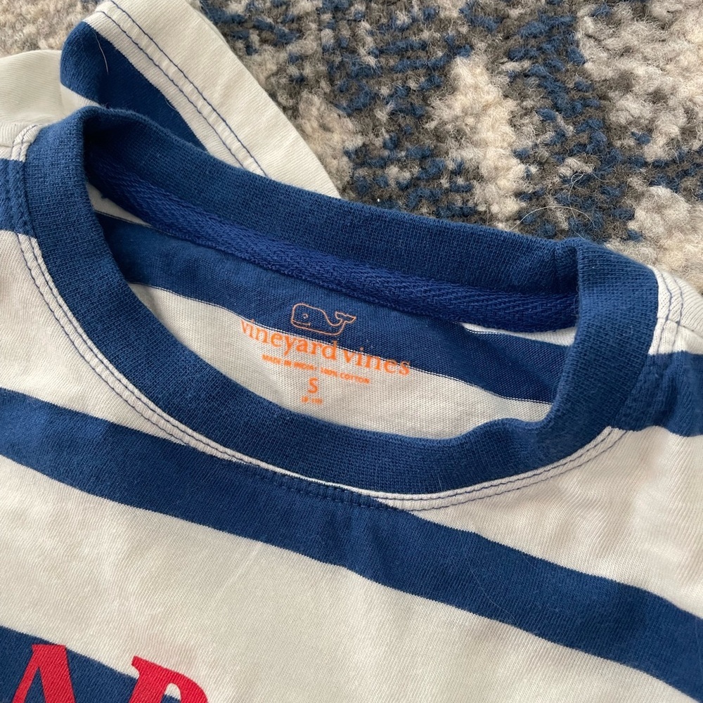 Vineyard Vines Kids Royal Blue and White Striped Tee Small - Picture 3 of 4
